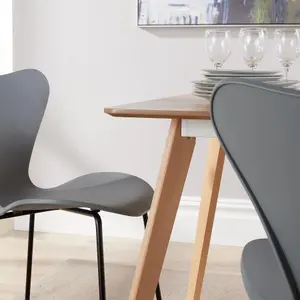 Home Source Rayna Table and 4 Grey Penny Chairs