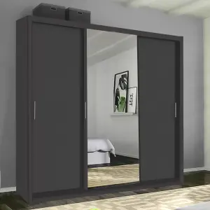 Sliding Wardrobes 4U Meldon Tripple Sliding Door Wardrobe in 6 Colors White, Black, Grey, Oak, Wenge & Walnut - W2500mm, H2170mm