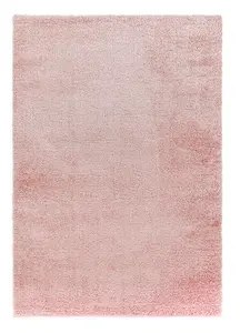 Pink Plain Luxurious Modern Shaggy Easy to clean Rug for Bed Room Living Room and Dining Room-200cm X 290cm