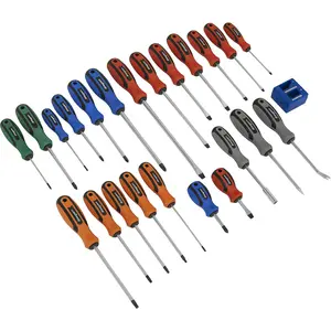 24-Piece Premium Screwdriver Set with Soft Grip Handles and Magnetic Tips