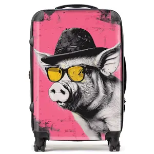 Pig In A Hat And Glasses Suitcase - Medium