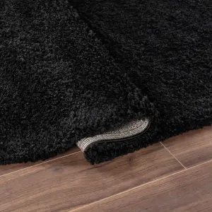 Smart Living Shaggy Soft Thick Area Rug, Living Room Carpet, Kitchen Floor, Bedroom Soft Rugs 80cm x 150cm - Black