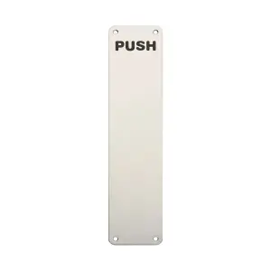 2x Push Engraved Door Finger Plate 350 x 75mm Bright Stainless Steel Push Plate