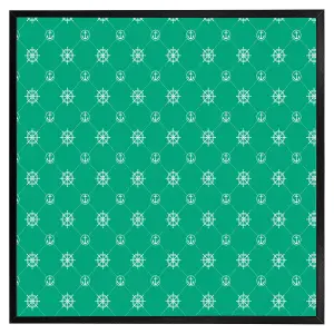 Nautical elements on green (Picutre Frame) / 12x12" / Brown