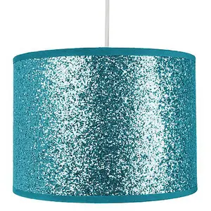 Modern and Designer Bright Teal Glitter Fabric Pendant/Lamp Shade 25cm Wide