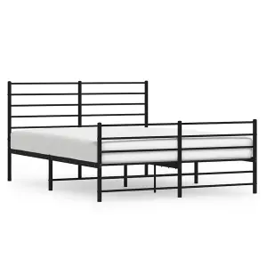 Berkfield Metal Bed Frame with Headboard and Footboard Black 140x190 cm