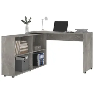 Berkfield Corner Desk Concrete Grey Engineered Wood