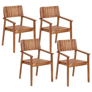 Set of 4 Garden Chairs AGELLO Acacia Wood Light Wood