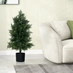 Costway Artificial Cedar Topiary Tree Indoor Fake Pine Tree w/ Plastic Nursery Pot