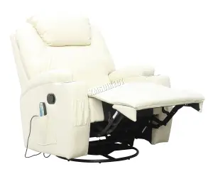 WestWood Bonded Leather Massage Sofa Swivel Chair Cinema Recliner Heating Function Beige