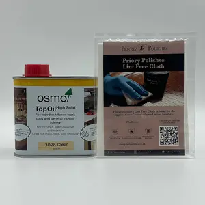 Osmo Top Oil Clear Satin 500ml (3028) & Free Priory Polishes Lint Free Cloth