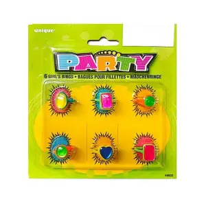 Unique Party Contrast Ring (Pack of 6) Multicoloured (One Size)