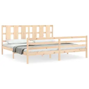 Berkfield Bed Frame with Headboard Super King Size Solid Wood