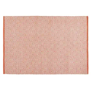 Woven Indoor Outdoor Washable Diamond Reversible Rug Rust - 80cm x 150cm