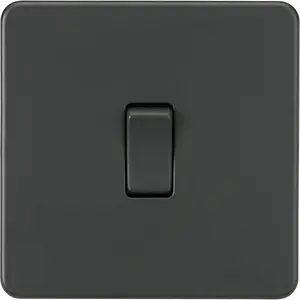 Knightsbridge Screwless Single Switch Intermediate 10AX 1 Gang Anthracite - SF1200AT