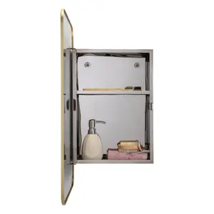 Croydex Brass effect Single Bathroom Wall cabinet With Mirrored door (H)603mm (W)453mm