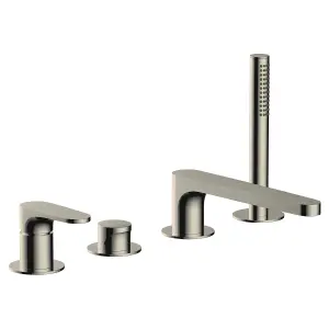 RAK Portofino 4 Hole Brushed Nickel Modern Bath Shower Mixer Tap Solid Brass