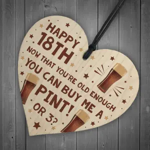 Red Ocean Funny 18th Birthday Gift For Son Daughter Wooden Heart 18th Gift