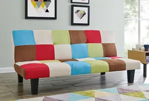 Atlanta Patchwork Sofa Bed Click-Clack 3 Seater Rainbow Multi-Coloured Sofa Retro Style