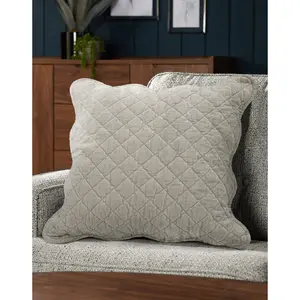 Monterra Cotton Geometric Square Velvet Luxury Cushion Cushion Cream