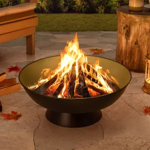 SUNJOY 58cm Patio Portable Fire Pit For Outdoor, Black Steel Wood Burning Fire Pit