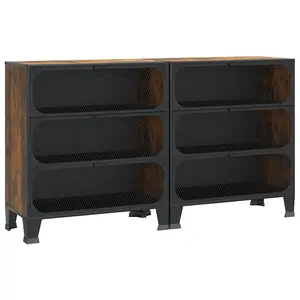 Berkfield Storage Cabinets 2 pcs Rustic Brown 72x36x82 cm Metal and MDF