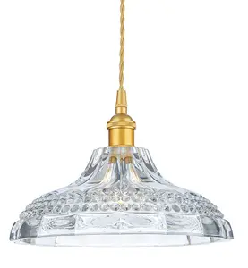 Luminosa Wilshire Dome Pendant Light Satin Gold with Decorative Glass