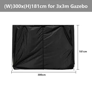 SunDaze Black Side Panel with Zipper for 3x3M Pop Up Gazebo Tent 1 Piece