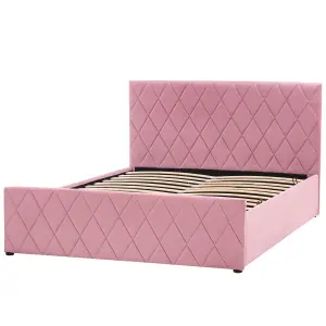 Velvet EU Double Size Ottoman Bed Pink ROCHEFORT