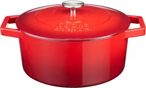 Cast Iron Casserole Set of 2 26cm & 28cm / 4.3L & 5.8L Dishes Oven Proof Enamelled Cast Iron Pans with Lids