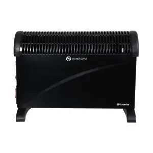 EMtronics 2KW Convector Heater Radiator with Adjustable Thermostat and Timer - Black