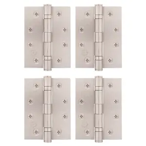 AFIT Satin Nickel Door Hinges - 4 Inch / 102mm  Internal Fire Door Hinges - 2 Pairs