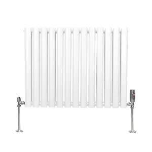 Oval Column Radiator & Valves - 600mm x 780mm - White