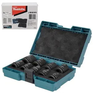 Makita E-16564 9 Piece Impact Black Socket Set 1/2" Sq Drive Metric + Pin + Case