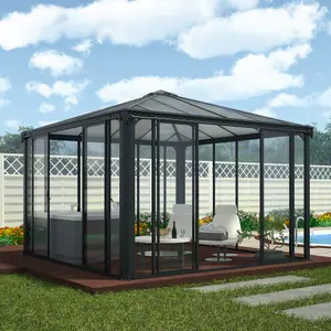 Palram - Canopia Ledro Grey Rectangular Gazebo, (W)3.6m (D)3.6m - Assembly required