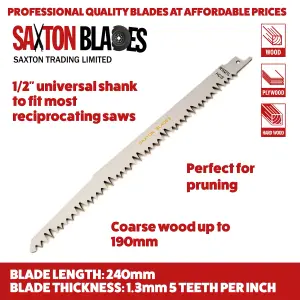 Saxton 240mm Reciprocating Sabre Saw Wood Blades R1021L Pack of 5