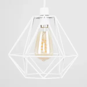 ValueLights Diablo White Ceiling Pendant Shade and E27 Pear LED 4W Warm White 2200K Bulb