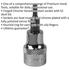 M4 Forged Spline Socket Bit - Durable Chrome Vanadium 3/8-Inch Square Drive Tool