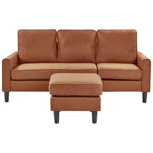 3 Seater Fabric Sofa with Ottoman Golden Brown AVESTA