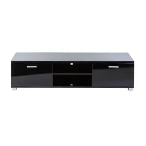 Modern Black 140cm Matt Gloss TV Stand Cabinet Suitable for 40 - 65 Inch 4K LED Flat Screen TV's