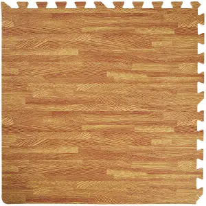 Gym Mats - 12 interlocking sections with 24 edge pieces, 61 x 61 cm each - wood decor