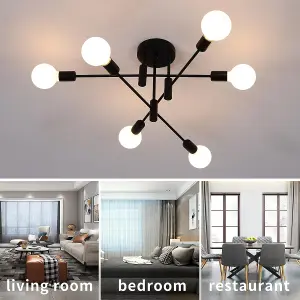 Garwarm 6-Light Vintage Metal Chandelier for Living Room Bedroom Dining Room