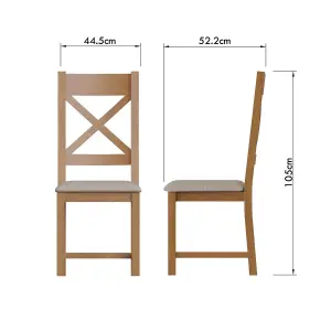 FWStyle Pair Of Solid Oak Cross Back Dining Chairs