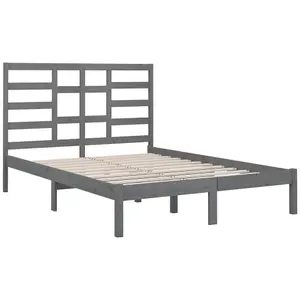 Berkfield Bed Frame Grey Solid Wood 135x190 cm 4FT6 Double