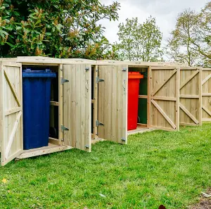 Shireburn Sextet Wheelie Bin Store - Timber - L80.4 x W423.2 x H120 cm - Fits 3 x 240L & 3 x 140L Wheelie Bins