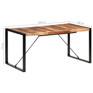 Cheyenne Dining Table Solid Wood Light Brown / Black / H75 x L160 x W80cm