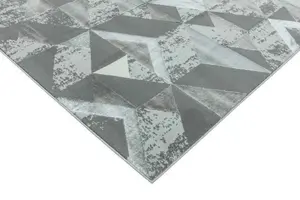 Silver Geometric Modern Easy to clean Rug for Bed Room Living Room and Dining Room-160cm X 230cm