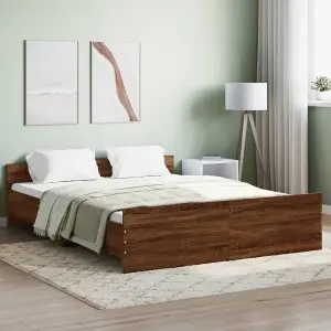 Berkfield Bed Frame with Headboard and Footboard Brown Oak 160x200 cm