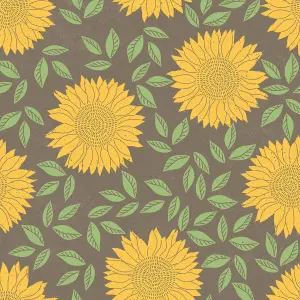 QuoteMyWall Sunflower Pattern Vinyl Sticker Wrap For Furniture & Kitchen Worktops