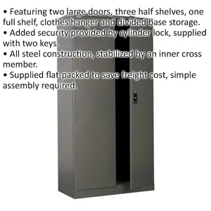 Heavy-Duty Floor Standing Steel Cabinet with Cylinder Lock - 915 x 460 x 1830mm